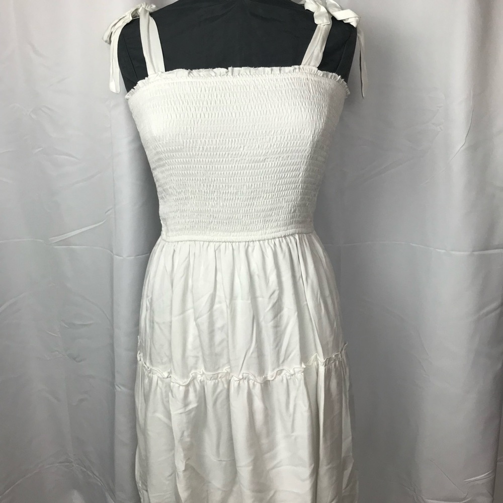 ZESICA 2024 Summer Strappy Sleeveless Square Neck A Line Mini Dress, White M.